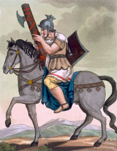 Un licor militar de la caballería, portador de los fasces, ilustración de 
